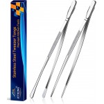 JETKONG 2 Pcs 12-Inch Kitchen Tweezers Fine Tweezer Tongs, Extra-Long Stainless Steel Cooking Tweezers (Silver)
