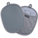 2-Pack Silicone Pot Holders for Kitchen Heat Resistant up to 500°F, Non-Slip Large Hot Pads with Pocket, Quilted Liner Trivets for Countertops Hot Pots and Pans (Gray)