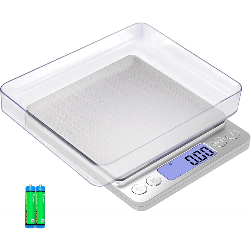 Gram Scale Small Digital Food Scale, 500g by 0.01Gram/0.001Ounce, Accurate Weighting, MEIYA Multifunction Kitchen Scale for Jewelry/Baking/Soap, 9 Units, Tare Function, LCD Display, Including Battery