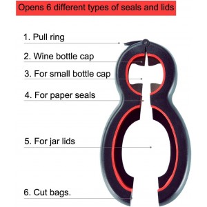 Medsuo Jar Opener 6 in 1 Multi Function Bottle Opener Manual Opener Get Lids Off Easily Portable Lid Twist Off Non-Slip for Weak Hands Seniors with Arthritis and Anyone with Low Strength