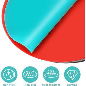 WIOR 4 Pack 12 Inch Silicone Microwave Mat, Round Non-Stick Heat Resistant Baking Mat Set, BPA-Free Multipurpose Turntable Oven Mat Hot Pad Pot Holder for Home Kitchen Restaurant Dining Table Trivet