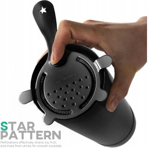 Homestia Hawthorne Cocktail Strainer - Stainless Steel Bar Strainer for Bartending, Bar Tool Drink Strainer for Bartenders and Mixologists, Martini Strainer for Boston Shaker Mixing Glass (Black)