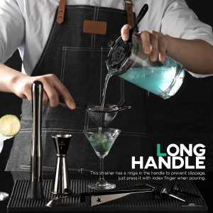 Homestia Hawthorne Cocktail Strainer - Stainless Steel Bar Strainer for Bartending, Bar Tool Drink Strainer for Bartenders and Mixologists, Martini Strainer for Boston Shaker Mixing Glass (Black)