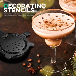 Homestia Hawthorne Cocktail Strainer - Stainless Steel Bar Strainer for Bartending, Bar Tool Drink Strainer for Bartenders and Mixologists, Martini Strainer for Boston Shaker Mixing Glass (Black)