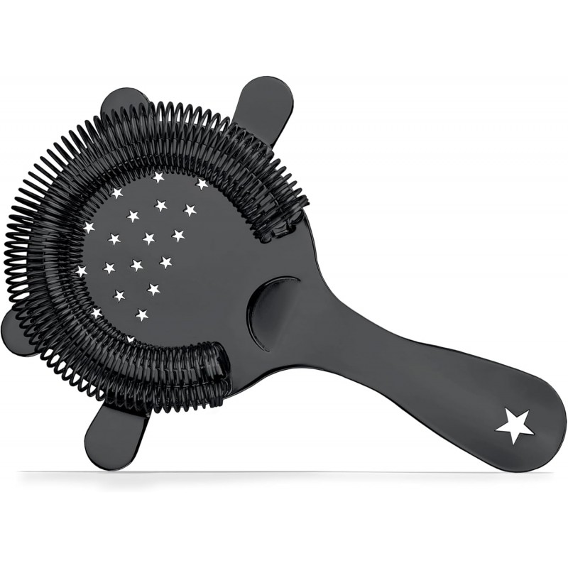 Homestia Hawthorne Cocktail Strainer - Stainless Steel Bar Strainer for Bartending, Bar Tool Drink Strainer for Bartenders and Mixologists, Martini Strainer for Boston Shaker Mixing Glass (Black)