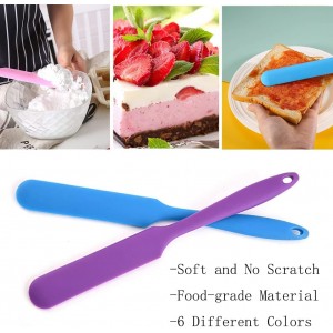 Small Silicone Spatulas Bulk for Kitchen, Baking, Cake Icing, Resin Craft(set of 6), Mini Silicon Scraper Tool, Jar Spatula with Long Handle Heat Resistant, Waxing Sticks Large with Slant for Hard Wax