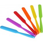 Small Silicone Spatulas Bulk for Kitchen, Baking, Cake Icing, Resin Craft(set of 6), Mini Silicon Scraper Tool, Jar Spatula with Long Handle Heat Resistant, Waxing Sticks Large with Slant for Hard Wax