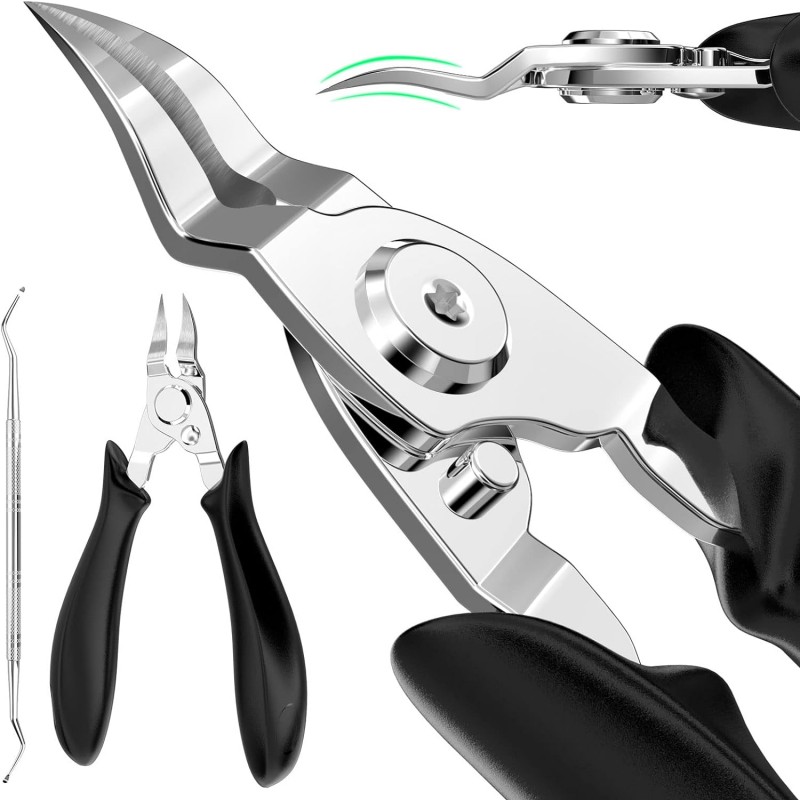 Ingrown Toenail Clippers(Upgrade), Steel Nail Clippers for Professional Podiatrist, Unique Long Handle Curved Blade Tool for Thick & Ingrown Nails, Suitable for Men, Women and Elderly-XIORRY