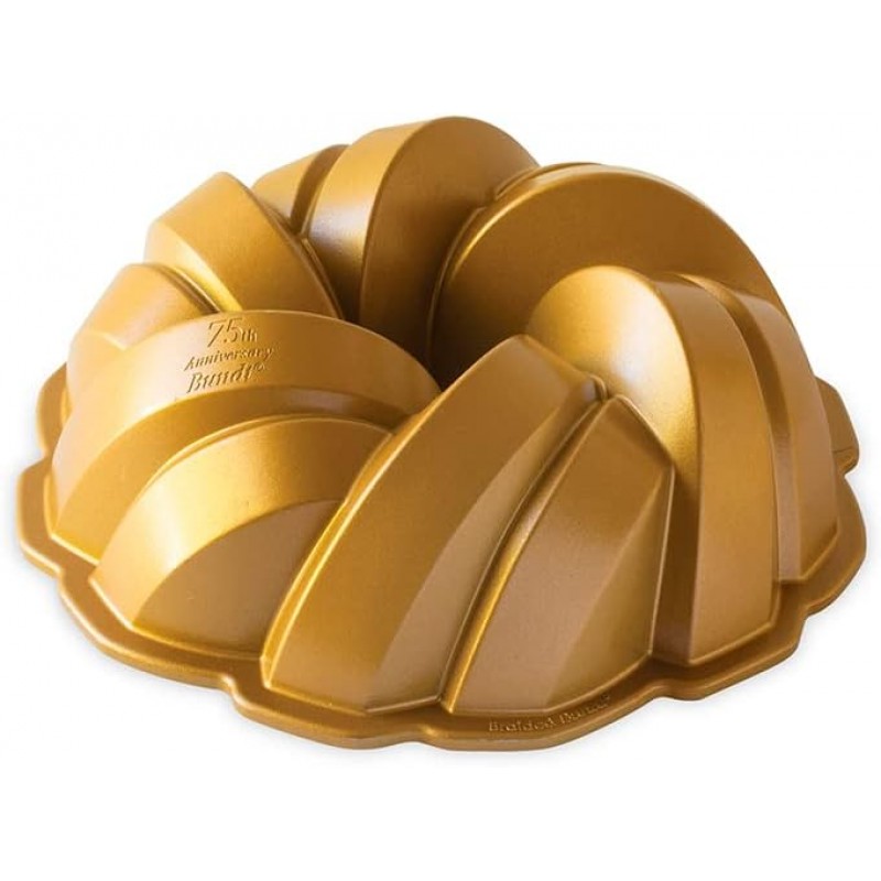 Nordic Ware NW 95577 75th Anniversary Braided Rope Bundt Cake Pan, Gold 12 Cup Capacity