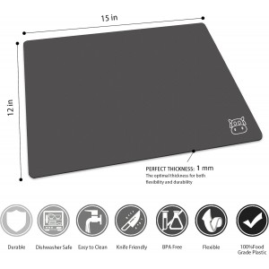 ZVP Flexible Plastic Cutting Board Set of 5 Gradient Color, Colorful Chopping Boards, BPA Free Mats, Non-Slip, Dishwasher Safe, 15x12 Inch, Gray Neutral Colors