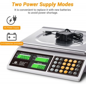 Price Computing Scale, 66lb Digital Commercial Food Meat Produce Weighing Scale with Green Backlight LCD for Farmers Market, Retail Outlets, Dry Battery Powered, Not for Trade