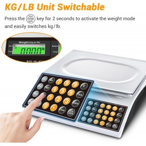 Price Computing Scale, 66lb Digital Commercial Food Meat Produce Weighing Scale with Green Backlight LCD for Farmers Market, Retail Outlets, Dry Battery Powered, Not for Trade