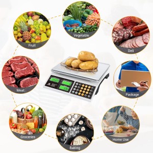 Price Computing Scale, 66lb Digital Commercial Food Meat Produce Weighing Scale with Green Backlight LCD for Farmers Market, Retail Outlets, Dry Battery Powered, Not for Trade