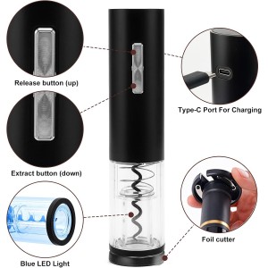 COKUNST Electric Wine Opener, Rechargeable Automatic Wine Corkscrew Bottle Opener With Foil Cutter, Type-C Charging Wine Openers With LED Light For Home Party Restaurant Wedding Gifts