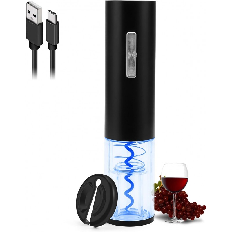 COKUNST Electric Wine Opener, Rechargeable Automatic Wine Corkscrew Bottle Opener With Foil Cutter, Type-C Charging Wine Openers With LED Light For Home Party Restaurant Wedding Gifts