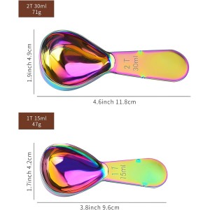 2 Pieces Stainless Steel Coffee Scoops Set(1 Tbsp,2 Tbsp)Durable Coffee Spoons with Ergonomic Handle Measuring Tablespoon for Canisters Tea Sugar Ground Coffee Whole Bean Milk Powder Flour (Colourful)