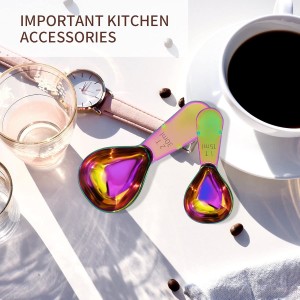 2 Pieces Stainless Steel Coffee Scoops Set(1 Tbsp,2 Tbsp)Durable Coffee Spoons with Ergonomic Handle Measuring Tablespoon for Canisters Tea Sugar Ground Coffee Whole Bean Milk Powder Flour (Colourful)