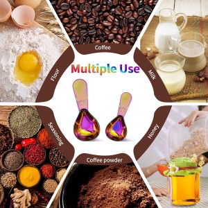 2 Pieces Stainless Steel Coffee Scoops Set(1 Tbsp,2 Tbsp)Durable Coffee Spoons with Ergonomic Handle Measuring Tablespoon for Canisters Tea Sugar Ground Coffee Whole Bean Milk Powder Flour (Colourful)