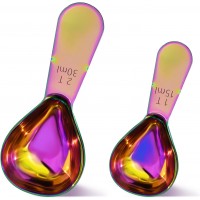 2 Pieces Stainless Steel Coffee Scoops Set(1 Tbsp,2 Tbsp)Durable Coffee Spoons with Ergonomic Handle Measuring Tablespoon for Canisters Tea Sugar Ground Coffee Whole Bean Milk Powder Flour (Colourful)