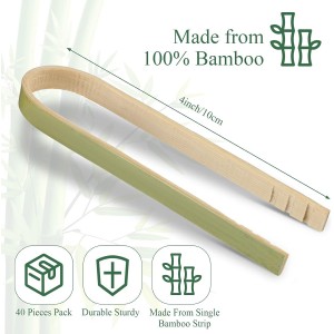 40 Pieces Mini Bamboo Disposable Tongs for food 4 Inch Bamboo Toast Tongs Disposable Mini Braces Wooden Cooking Braces for charcuterie Cooking Toast Bread Pickles Tea Supplies