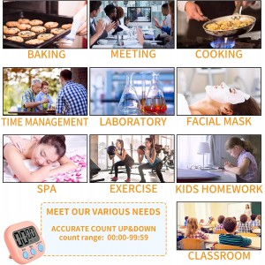 Timer for Kids,KitchenTimer Digital,Magnetic Back,Loud Ring,Stand for Cooking,Classroom,Bathroom,Teachers,Kids(White), (JS-118)