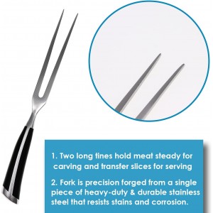 Kaycrown Carving Fork, Stainless Steel Meat Fork with Long Heat-Resistant Handle, Durable and Practical for Barbecue, Serving, Cooking, Grilling, Roasting