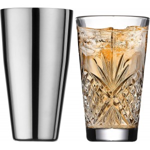 Godinger Cocktail Shaker, Martini Shaker, Boston Shaker, Stainless Cup and Crystal Glass to Mix Drinks Cocktails - Dublin Collection