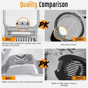 Egg Slicer for Hard Boiled Eggs, Stainless Steel Wire, Multipurpose Heavy Duty Aluminium Egg Cutter Dishwasher Safe for Egg, Salads & Sandwiches, Strawberries, Mushrooms & Soft Cheese, Fruit, Sliver