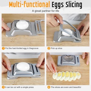 Egg Slicer for Hard Boiled Eggs, Stainless Steel Wire, Multipurpose Heavy Duty Aluminium Egg Cutter Dishwasher Safe for Egg, Salads & Sandwiches, Strawberries, Mushrooms & Soft Cheese, Fruit, Sliver