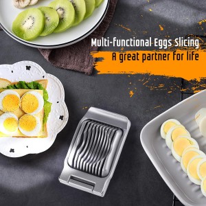 Egg Slicer for Hard Boiled Eggs, Stainless Steel Wire, Multipurpose Heavy Duty Aluminium Egg Cutter Dishwasher Safe for Egg, Salads & Sandwiches, Strawberries, Mushrooms & Soft Cheese, Fruit, Sliver