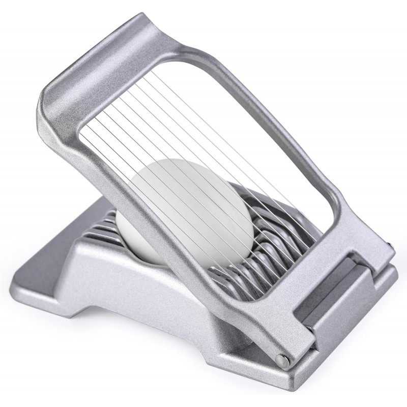 Egg Slicer for Hard Boiled Eggs, Stainless Steel Wire, Multipurpose Heavy Duty Aluminium Egg Cutter Dishwasher Safe for Egg, Salads & Sandwiches, Strawberries, Mushrooms & Soft Cheese, Fruit, Sliver