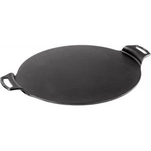 Lodge 15 Inch Cast Iron Pizza Pan - PFAS-Free Pre-Seasoned Baking Pan for Crispy Crusts, Roasted Vegetables, and Grilling - Dual Handle Design - Made in the USA