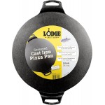 Lodge 15 Inch Cast Iron Pizza Pan - PFAS-Free Pre-Seasoned Baking Pan for Crispy Crusts, Roasted Vegetables, and Grilling - Dual Handle Design - Made in the USA