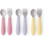 Elk and Friends Kids Silverware with Silicone Handle | Childrens Safe Flatware | Toddler Utensils | Baby Spoons + Forks | Stainless Steel Cutlery | Dishwasher Safe | 6 Pieces