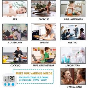 12 Pack Digital Kitchen Timers for Cooking Magnetic Timer for Cooking Loud Alarm White