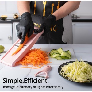 Mandoline Slicer for Kitchen Slicer Vegetable Cutter 5 In 1 Veggie Slicer Potato Slicer waffle fry cutter Hot Swap Mandolin with Peeler for Vegetables Carrot Shredder Cucumber Slicer - Pink
