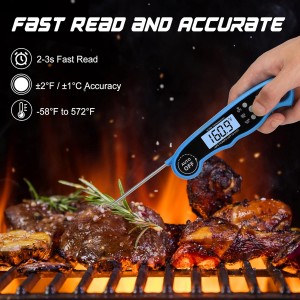Digital Meat Thermometer for Cooking - Comluck CA002 Instant Read Meat Thermometer for Grilling and Smoking 2-in-1 Dual Probe Oven Safe Food Thermometer with Alarm for Grill BBQ Steak Turkey