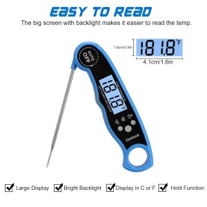 Digital Meat Thermometer for Cooking - Comluck CA002 Instant Read Meat Thermometer for Grilling and Smoking 2-in-1 Dual Probe Oven Safe Food Thermometer with Alarm for Grill BBQ Steak Turkey