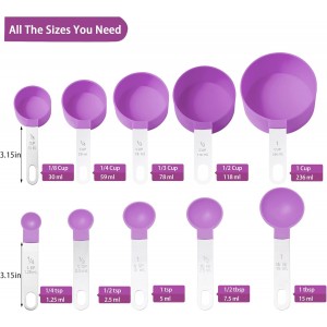 Measuring Cups and Spoons Set of Huygens Kitchen Gadgets 10 Pieces, Stackable Stainless Steel Handle Measuring Cups for Measuring Dry and Liquid Ingredient (Mauve)