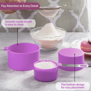 Measuring Cups and Spoons Set of Huygens Kitchen Gadgets 10 Pieces, Stackable Stainless Steel Handle Measuring Cups for Measuring Dry and Liquid Ingredient (Mauve)