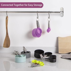 Measuring Cups and Spoons Set of Huygens Kitchen Gadgets 10 Pieces, Stackable Stainless Steel Handle Measuring Cups for Measuring Dry and Liquid Ingredient (Mauve)