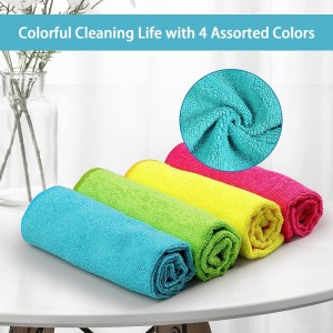 HOMEXCEL Microfiber Cleaning Cloth,12 Pack Cleaning Rags, Cleaning Towels with 4 Color Assorted, 11.5