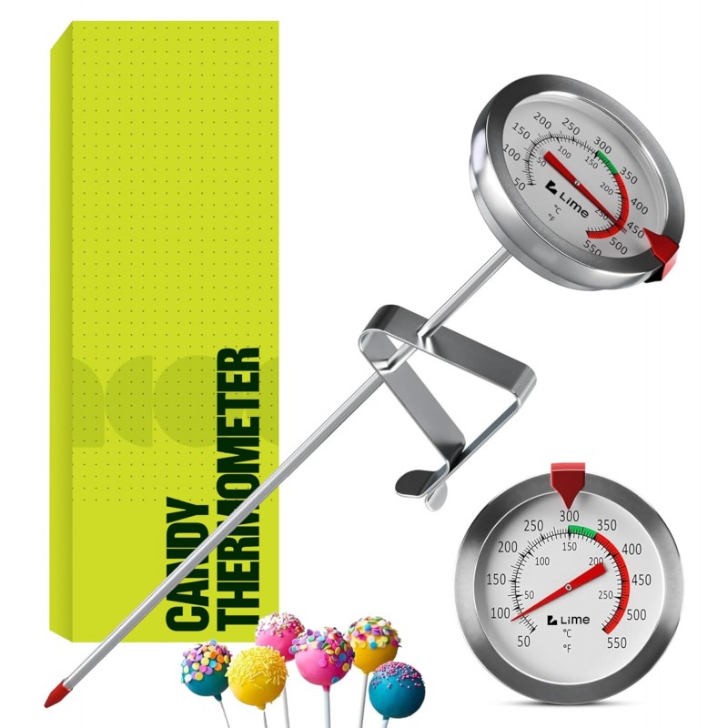 Candy Thermometer with Pot Clip - Deep Fry Oil Thermometer for Frying and Candle Making