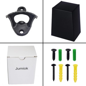 Satin Black Cast Iron Bottle Opener Wall Mounted with Bottle Cap Catcher Narrow