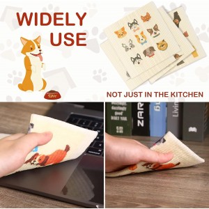 Patelai 6 Pieces Mixed Dog Swedish Cleaning Dishcloths Cloths Absorbent and Fast Drying Kitchen Dish Towels Dogs Cleaning Wipes for Kitchen Bathroom Office Wedding Housewarming, 6 Designs