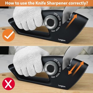 Longzon 6-in-1 Knife Sharpener 5 Stage for Serrated Knives, Scissors with Cut-Resistant Glove,Original Premium Polish Blades,Best Kitchen Knife Sharpener Repair & Restore Pocket Knife, Chefs knife