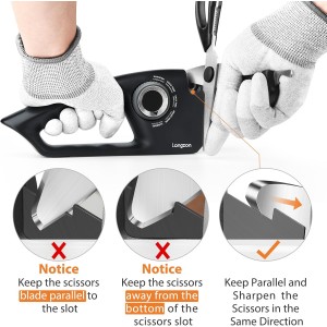 Longzon 6-in-1 Knife Sharpener 5 Stage for Serrated Knives, Scissors with Cut-Resistant Glove,Original Premium Polish Blades,Best Kitchen Knife Sharpener Repair & Restore Pocket Knife, Chefs knife
