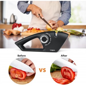Longzon 6-in-1 Knife Sharpener 5 Stage for Serrated Knives, Scissors with Cut-Resistant Glove,Original Premium Polish Blades,Best Kitchen Knife Sharpener Repair & Restore Pocket Knife, Chefs knife