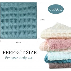 6 Pack Waffle Weave Dish Cloths, 13x13 Inch 100% Cotton Kitchen Towels for Washing Dishes - Super Absorbent, Quick Drying Dish Rags (Mixed Colors)