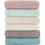 6 Pack Waffle Weave Dish Cloths, 13x13 Inch 100% Cotton Kitchen Towels for Washing Dishes - Super Absorbent, Quick Drying Dish Rags (Mixed Colors)
